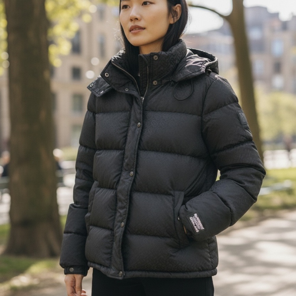 Burberry Quilted Black Puffer Jacket with Hoodie